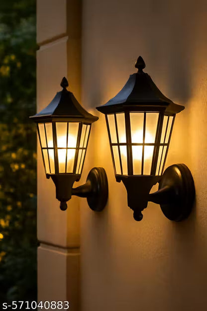 Antique Look Metallic Black Color Hurricane Wall Light Lamp Outdoor and Indoor for Home and Garden (Bulb Not Include, Pack of 2)
