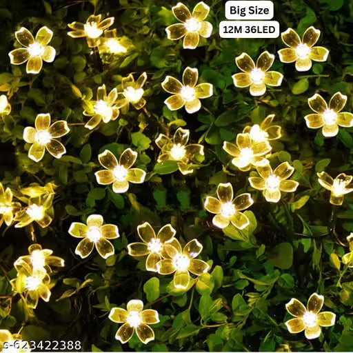 BM Ecom 12M 36LED Christmas Decoration Flower LED Curtain String Lights – 12 Meter Silicon Flower Fairy Lights for Window, Festival, Diwali, Christmas, Wedding, Party & Home Decoration (Made in India, Multi Color)