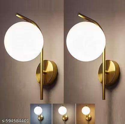 BECRAFT Modern Bedroom Wall Sconce Golden Indoor Wall Light Fixture Milky Glass Globe Wall Lamp for Bathroom Kitchen Living Room Vanity Hallway Bulb Included (Pack of 1)