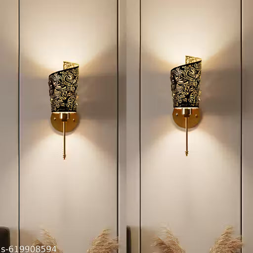Combo Black & Golden Decorative Butterfly Wall Sconce Light -Metal Wall Lamp with Butterfly Cut-Out Design for Living Room, Bedroom, Home Decor - E27 Base Indoor Wall Lighting Fixture (Bulb Included)