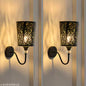 Combo of 2 Black Decorative Metal Wall Lamps with Bulb Included – Modern Cutwork Wall Light for Bedroom & Living Room – 15 Inch Bedside Wall Sconce