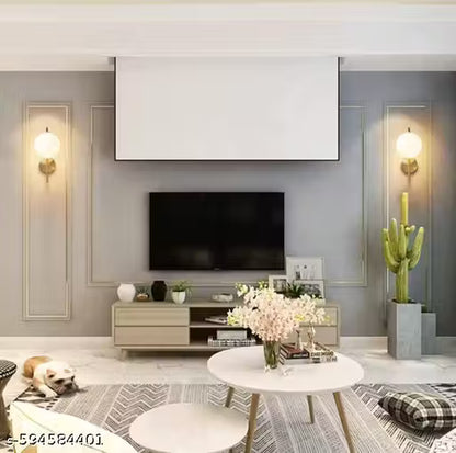 BECRAFT Modern Bedroom Wall Sconce Golden Indoor Wall Light Fixture Milky Glass Globe Wall Lamp for Bathroom Kitchen Living Room Vanity Hallway Bulb Included (Pack of 1)