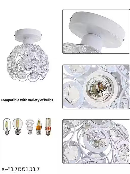 Modern Mini Chandelier Lamp, Crystal Ceiling Light, Semi-Flush Mount Corridor Lights Lamp for Bedroom White