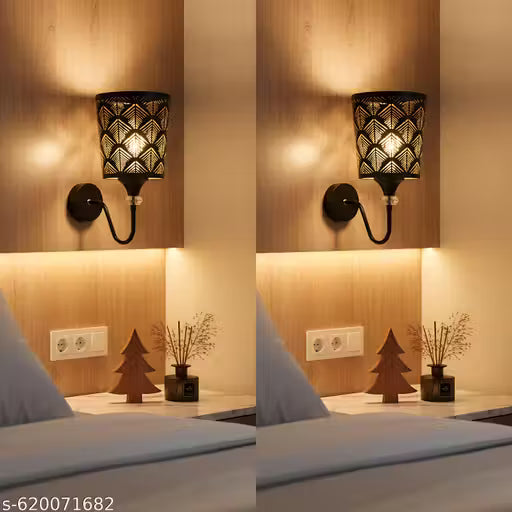 Combo Black & Golden Decorative Wall Lamp -Metal Wall Lamp for Living Room, Bedroom, Home Decor - E27 Base Indoor Wall Lighting Fixture (Bulb Included)