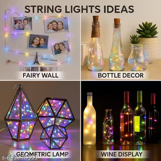 Bottle Cork Lights – Pack of 4 Multicolour LED String Lights | 20 LEDs Copper Wire Fairy Lights for DIY Decoration, Parties, Festivals & Home Décor