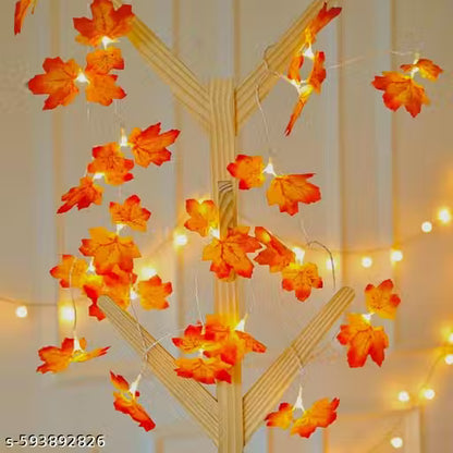 20 LED Maple Leaf Fairy String Lights – 4 Meter Warm White Plug-in Vine Lights for Bedroom, Garden, Home, Diwali, Christmas & New Year Décor
