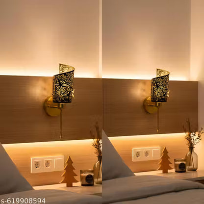 Combo Black & Golden Decorative Butterfly Wall Sconce Light -Metal Wall Lamp with Butterfly Cut-Out Design for Living Room, Bedroom, Home Decor - E27 Base Indoor Wall Lighting Fixture (Bulb Included)