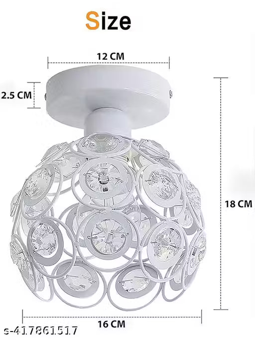 Modern Mini Chandelier Lamp, Crystal Ceiling Light, Semi-Flush Mount Corridor Lights Lamp for Bedroom White