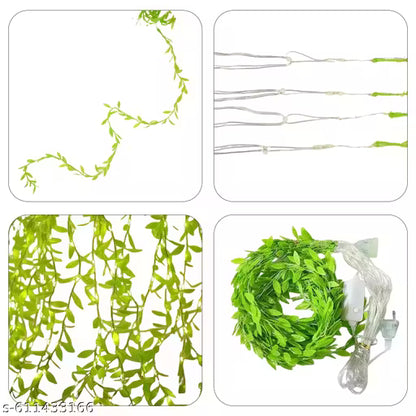 Artificial Leaf Curtain String Lights – 180 LED Warm White Fairy Lights, 3x1m, Plug-in with 8 Lighting Modes for Home, Bedroom, Wedding, Party, Diwali, Christmas & Festival Décor