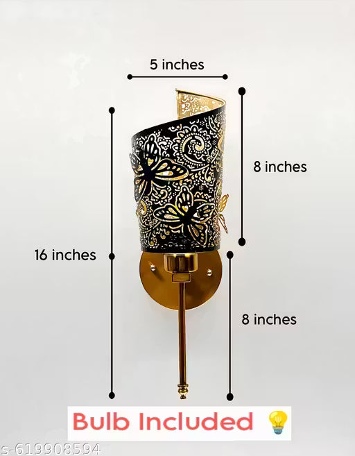 Combo Black & Golden Decorative Butterfly Wall Sconce Light -Metal Wall Lamp with Butterfly Cut-Out Design for Living Room, Bedroom, Home Decor - E27 Base Indoor Wall Lighting Fixture (Bulb Included)